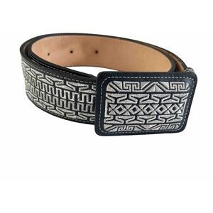 Black and White Patterned Men's Belt